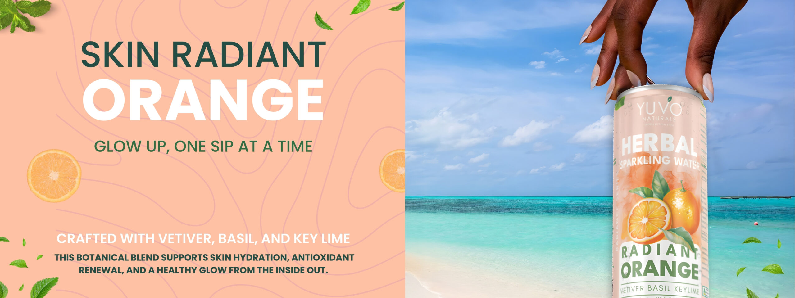 Yuvo radiant orange drink with skin-friendly botanicals