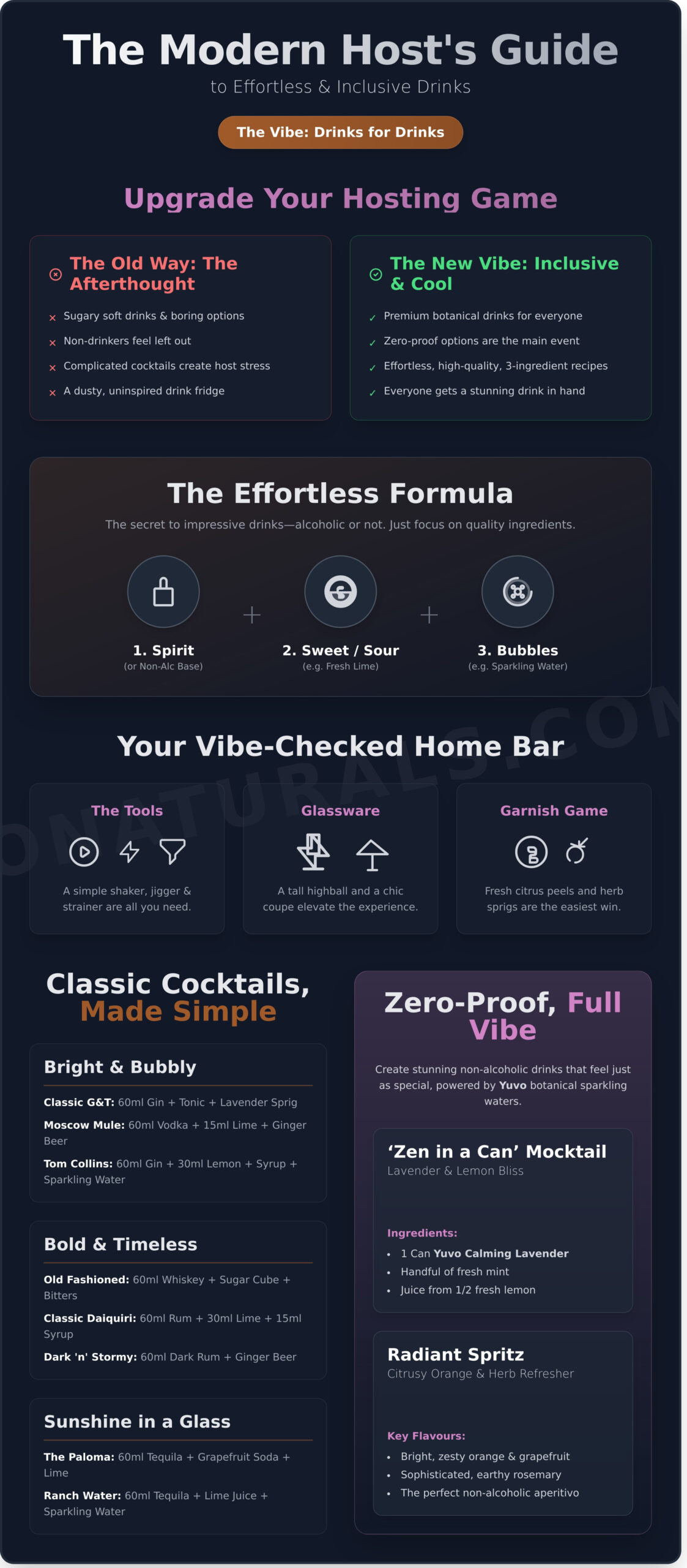 Drinks for Drinks: 25+ Effortlessly Cool Recipes for Every Vibe (With & Without Alcohol) - Infographic